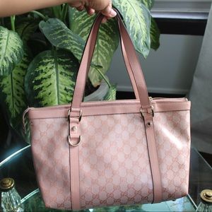 Gucci Monogram Medium Tote (Pink With Gold Hardware)